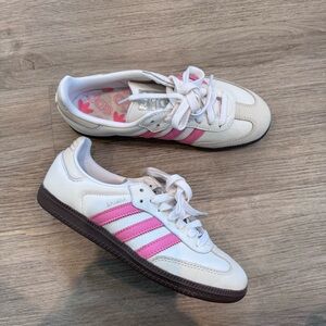 Adidas White and Pink samba sneakers